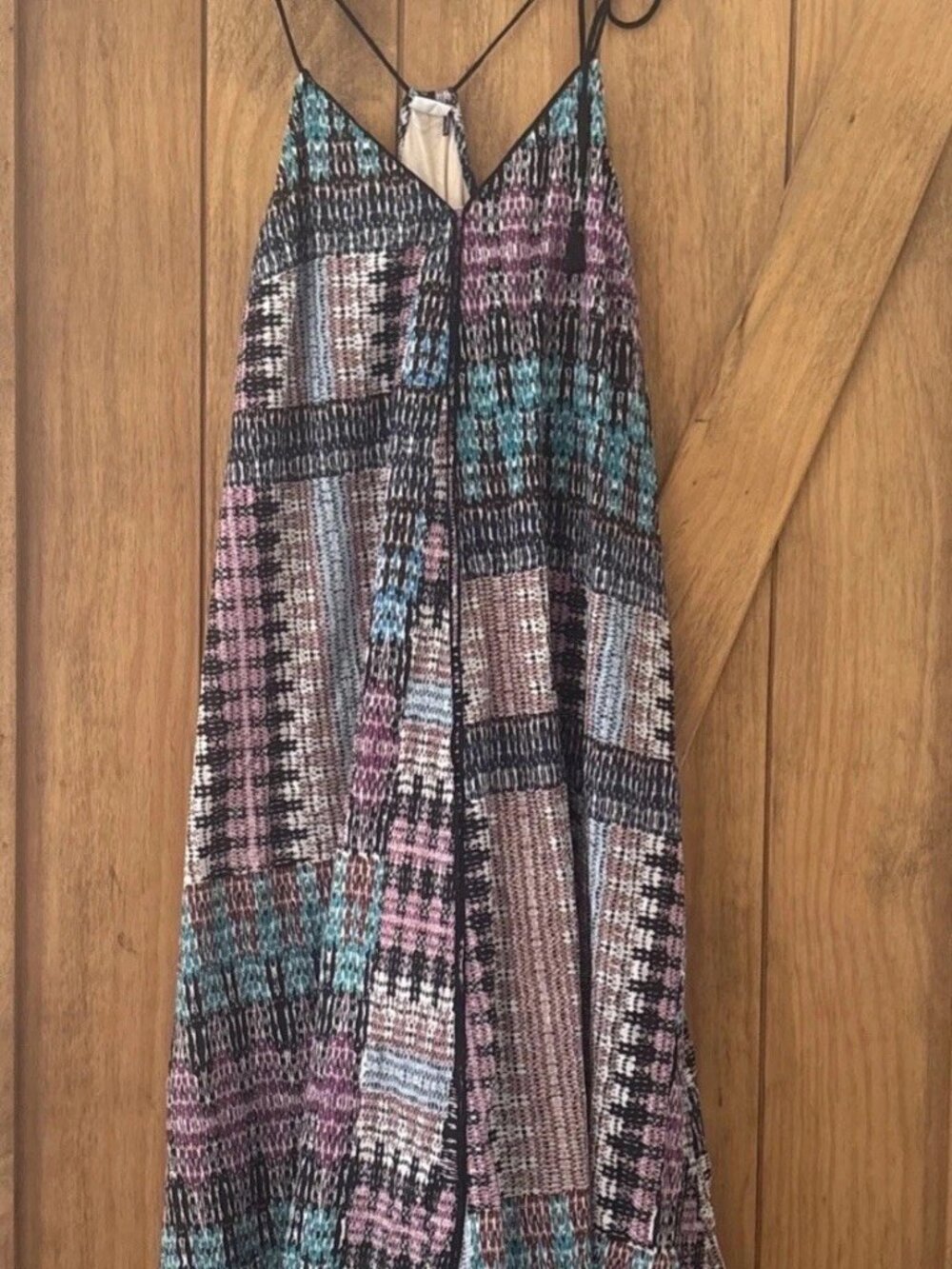 Akemi + Kin Anthropologie Riviera Asymmetrical Hem Printed Tassel Tie Dress Sz S